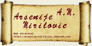Arsenije Mirilović vizit kartica